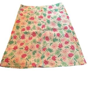 Josephine Chaus Pink and Green Floral A-Line Skirt